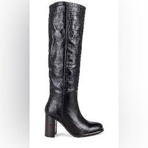 Free People Grayson Tall Boot in Black Croc